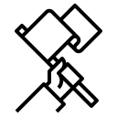 Iconic depiction of a hand holding a flag - a symbol of success, leadership and pride at touch and go Paragliding.